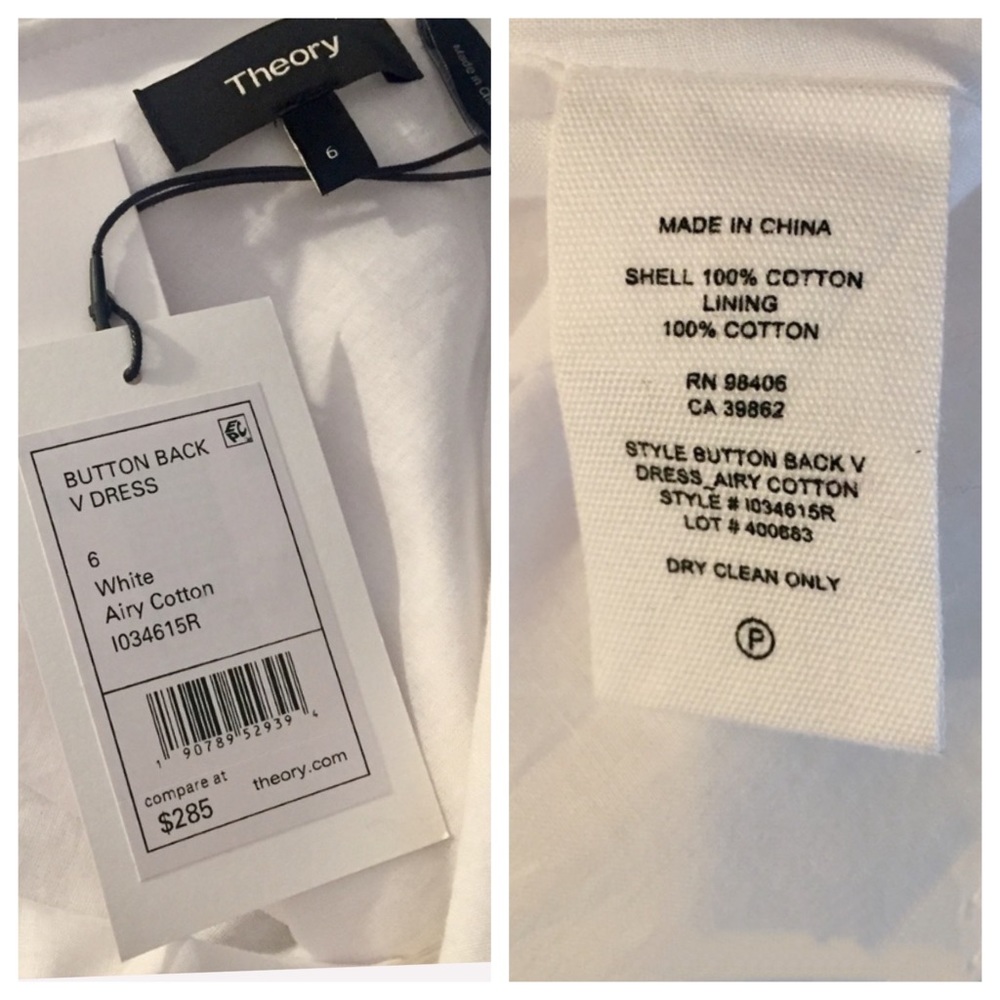 Theory White V Button Down Back Cotton Dress - Picture 8 of 8